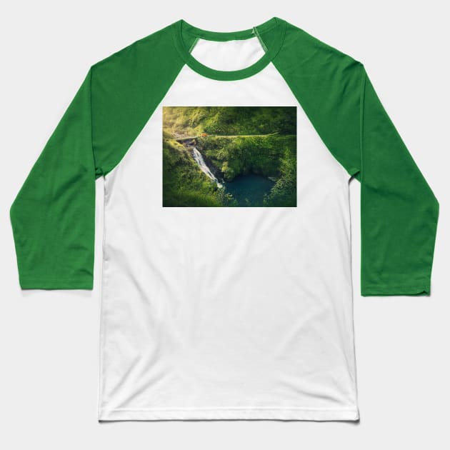 Makapipi Falls of Maui Baseball T-Shirt by psychoshadow